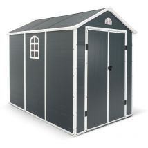 Abri de Jardin en Résine d'Extérieur Gardiun New Fiorella 5,32m² 188x278x225 cm Fenêtres Latérales et Aérations Anthracite/Blanc