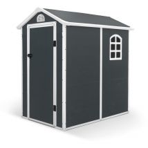 Abri de Jardin en Résine pour Extérieur Gardiun New Marena 2,57m²130x190x203 cm Fenêtre Latérale et Aérations Anthracite/Blanc
