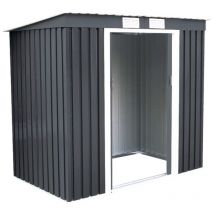 Abri de Jardin en Tôle Galvanisée Cabane de Rangement à Outils Porte Double 2 Aérations, 213x130x173cm, Gris et Blanc Maison Chic