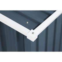 Abri de Jardin en Tôle Galvanisée Cabane de Rangement à Outils Porte Double 2 Aérations, 277x191x192cm, Gris et Blanc Maison Chic