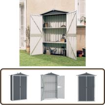 Abri de jardin Gris 116x45x175 cm Acier galvanisé - Abri De Jardin - Abri De Rangement - Abri Extérieur - Rangement Jardin - Outillage