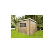 Abri de jardin hof en bois 5,12m², Plancher Oui, Abri bûches Non, Armoire adossée 2 portes