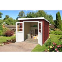 Abri de jardin Lasita Maja Indi 230 Gris Peinture protection contre les intempéries, 28 mm Épaisseur paroi 250 x 269 cm