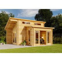 Carlsson - Abri de jardin Lausitz-40 iso avec porte-fenêtre coulissante Marron Imprégné, 40 mm Épaisseur paroi 520 x 420 cm