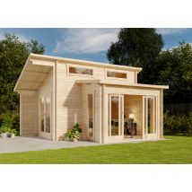 Carlsson - Abri de jardin Lausitz-40 iso avec porte-fenêtre coulissante Naturel , 40 mm Épaisseur paroi 520 x 420 cm