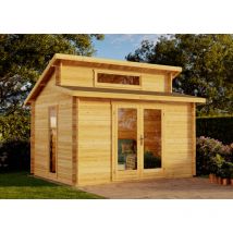 Carlsson - Abri de jardin Lausitz Petite Marron Imprégné, 28 mm Épaisseur paroi 400 x 300 cm