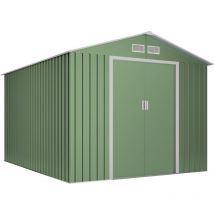 Abri de jardin en métal 8,08 m2 Wasabi Light Green - 258x313x202cm - Garantie 10 ans - Remise exterieur