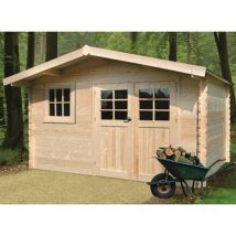 Abri de jardin linz en bois 13,21m², Toiture Shingle rouge, Plancher Non