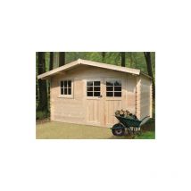 Abri de jardin linz en bois 13,21m², Toiture Shingle rouge, Plancher Oui
