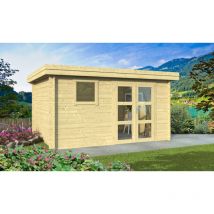 Abri TOUSCHALETS LYON 11 bois 378x298cm ép 34mm - porte vitrée