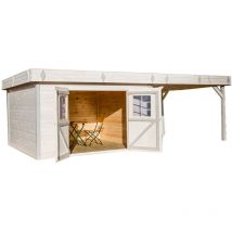 Habrita - Abri avec terrasse couverte 29.04m² bois naturel kmp4040.02b
