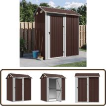 Abri de jardin marron 192x152,5x237 cm acier galvanisé - Abri De Jardin - Abri Métallique - Rangement Extérieur - Cabane De Jardin - Outillage