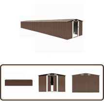 Abri de jardin Marron 257x990x181 cm Acier galvanisé - Abri De Jardin - Abri De Rangement - Abri Métallique - Outillage - Jardinage