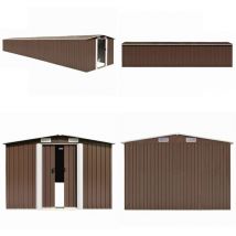 Abri de jardin Marron 257x990x181 cm Acier galvanisé - Abri De Jardin - Abri De Rangement - Abri Métallique - Outillage - Jardinage - Home & Living