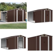 Abri de jardin marron 277x279x179 cm acier galvanisé - Abri De Jardin - Abri Métallique - Rangement Extérieur - Cabane De Jardin - Stockage Jardin