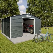 Trigano - Abri de jardin métal anthracite 12,27 m² + kit d'ancrage