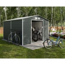 Trigano - Abri de jardin métal anthracite 8,25 m² + kit d'ancrage