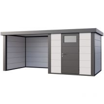 Telluria - Abri de jardin métallique anthracite avec blanc 12,5m² annexe Blanc Galvanisé, 0,9 mm Épaisseur paroi 238 x 596 cm