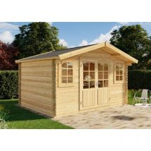 Alpholz - Abri de jardin Mirko-28 Marron Imprégné, 28 mm Épaisseur paroi 420 x 350 cm