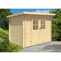 Gartentiger - Abri de jardin Corfou-28 Naturel , 28 mm Épaisseur paroi 284 x 224 cm