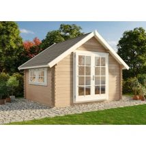 Alpholz - Abri de jardin Ronja-28 Marron Imprégné, 28 mm Épaisseur paroi 390 x 320 cm