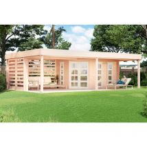 Carlsson - Poolhouse - Abri de jardin Panama-40 Naturel , 40 mm Épaisseur paroi 789 x 516 cm