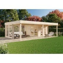 Carlsson - Poolhouse - Abri de jardin Panama-40 Marron Imprégné, 40 mm Épaisseur paroi 789 x 516 cm