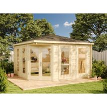 Abri de jardin pentagonal Maja ISO Naturel , 70 mm Épaisseur paroi 425 x cm