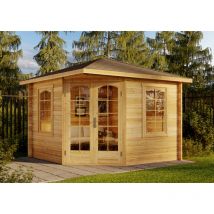Alpholz - Abri de jardin pentagonal Viking iso Marron Imprégné, 40 mm Épaisseur paroi 326 x cm
