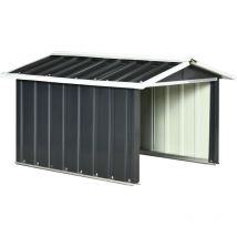 Abri de jardin pour tondeuse à gazon robot-tondeuse - garage tondeuse robot - tôle acier ondulé gris blanc