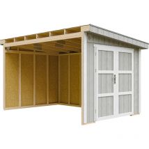 Timbela - Abri de Jardin Qualité Premium 8,68 m² - H231x248x412 cm - Sans plancher e paroi latérale M939B-TUNDRA grey
