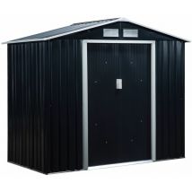 Abri de jardin - remise pour outils - cabanon porte verrouillable - dim. 213L x 130l x 185H cm - tôle d'acier gris