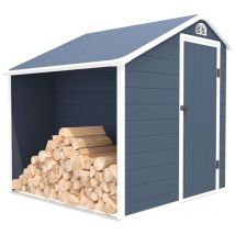 Abri de Jardin Résine Gardiun Sylvana a 3,92 m² 204x192x204 cm avec Range Bûches Extérieur Anthracite