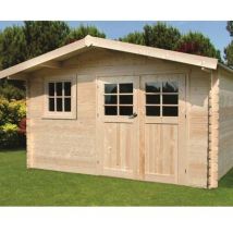 Abri de jardin SALZBURG en bois 9,94 m², Toiture Shingle vert, Plancher Non