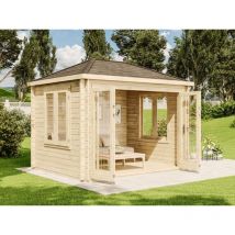 Koop het Tuinhuis Summertime-40 met grougee Vouwdeur, Tochtraam & isolerend glas +++ Van de Professional voor tuinhuizen Bestel nu Naturel , 40 mm