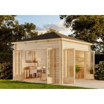 Alpholz - Abri de jardin Sunshine iso avec grande porte-fenêtre Naturel , 40 mm Épaisseur paroi 390 x cm