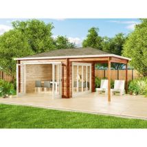 Alpholz - Poolhouse - Abri de jardin Sunshine iso avec toit en pente Naturel , 40 mm Épaisseur paroi 598 x 370 cm