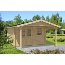 Alpholz - Abri de jardin Timo iso Premium Marron Imprégné, 44 mm Épaisseur paroi 410 x 590 cm