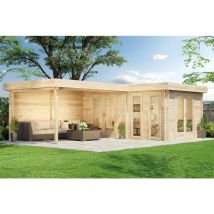 Carlsson - Abri de jardin à toit plat Quinta iso Naturel Imprégné, 70 mm Épaisseur paroi 525 x 727 cm