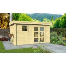 Touschalets - Abri lyon 9 bois 378x238cm ép 34mm - porte vitrée