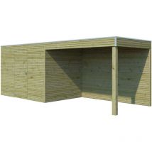 Gardenas - Abri de jardin traité 300 x 210 cm Qube Abri avec extension 294 x 210 cm et plancher