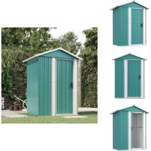 Abri de jardin Vert 126x97,5x177 cm Acier galvanisé - Abri De Jardin - Abri Extérieur - Rangement Jardin - Cabane Jardin - Outillage