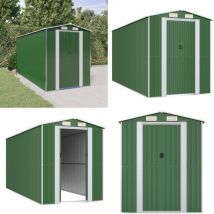 Abri de jardin Vert 192x440x223 cm Acier galvanisé - Abri De Jardin - Abri De Jardin Vert - Rangement Extérieur - Outillage De Jardin - Cabane De