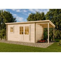 Carlsson - Abri de jardin York toit en pente Naturel , 40 mm Épaisseur paroi 598 x 275 cm