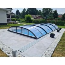 Abri de piscine Horizon - 8,61x4,20 m - polycarbonate alvéolaire 8 mm - Couleur Ral7016 Graphite