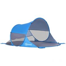 Abri de plage tente de plage pliable pop-up automatique instantané protection uv fenêtre arrière grand tapis de sol bleu ciel