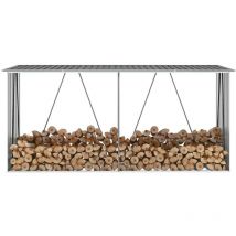 Galozzoit - Abri de stockage de bois Acier galvanisé 330x84x152 cm Gris - The Living Store