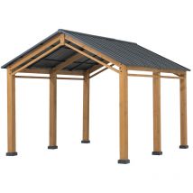 Gazebo en cèdre korab en anthracite - 335cm x 400cm