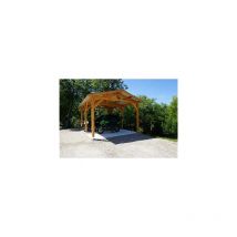 Abri Deux Pentes, 400cmx650cm, Bois douglas Français, Carport, Auvent, Abri voiture