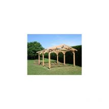 Abri Deux Pentes, 300cmx600cm, Bois douglas Français, Carport, Auvent, Abri voiture
